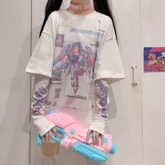 Japanese anime print T-shirt yv30700