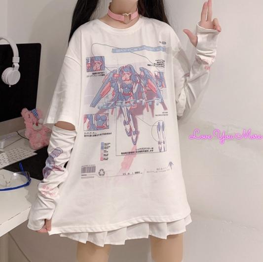 Japanese anime print T-shirt yv30700