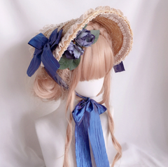 Lolita Bow Straw Hat + Flower Hairpin yv30712