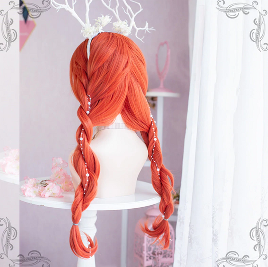 lolita orange long curly wig yv30720