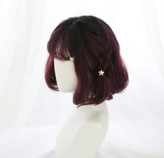burgundy mixed curly short wig yv30762