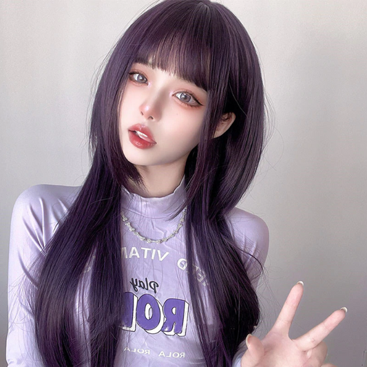 purple long straight  wig yv30800