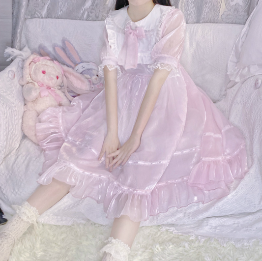 Japanese lolita bow lace dress yv30820