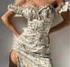 Printed floral slit dress yv30907