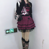 Japanese punk plaid lace cake skirt yv30940