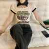 Vintage Print Lace-Up T-Shirt yv30953