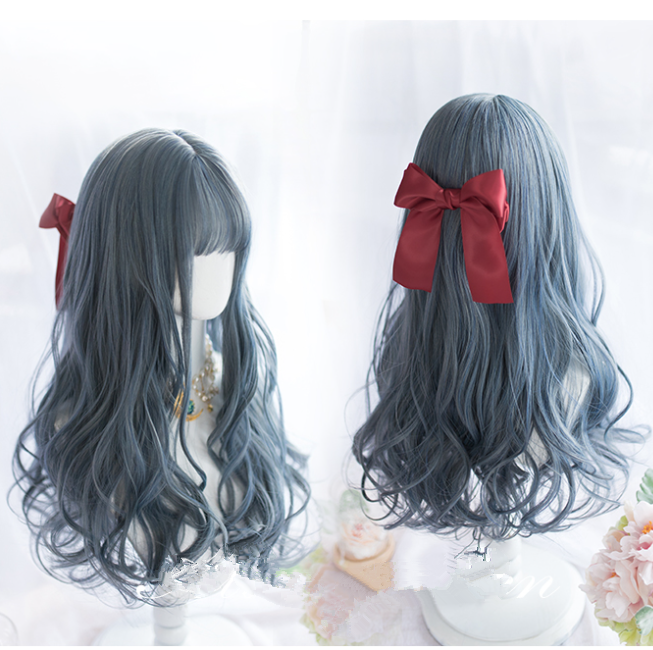 Lolita blue long straight hair yv42473