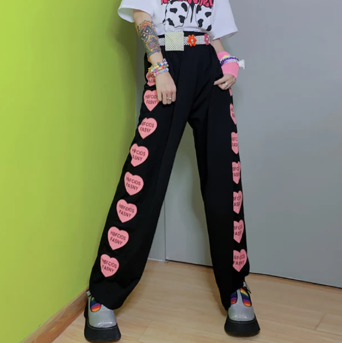 Harajuku love letter printed pants yv0136