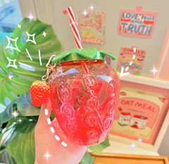 Cute strawberry straw plastic cup yv31030