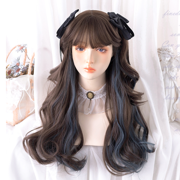 lolita brown highlights blue wig yv31062