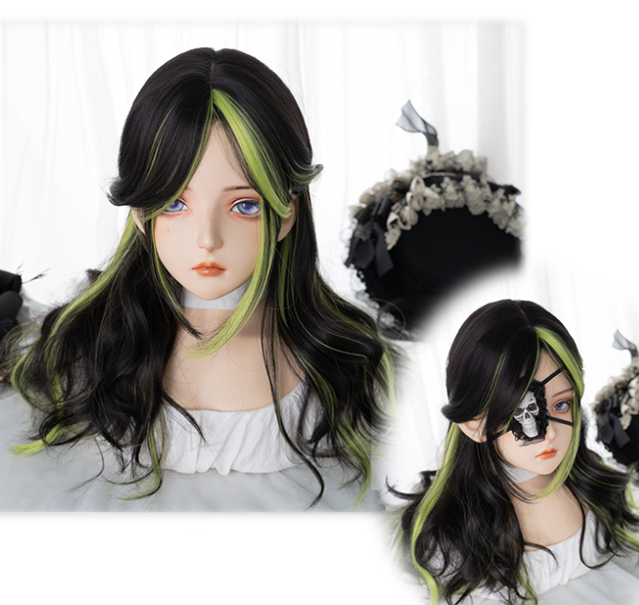 Lolita Black Highlight Green Wig yv31076