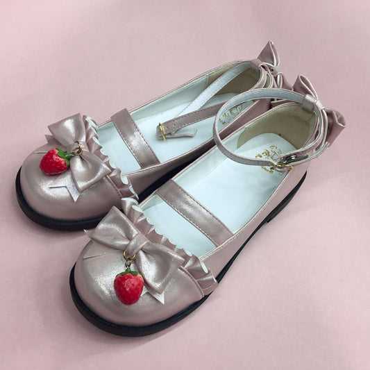 Cute Strawberry Bow Shoes (Size 38) yv0200