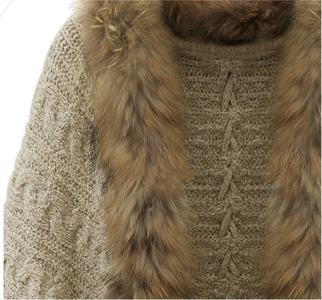 New cloak fur collar bat sweater coat YV5014