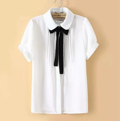 Cute students bowknot tie sweet chiffon blouse   YV16040