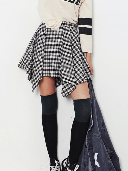 Irregular Check Skirt