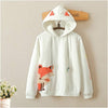 Cute little fox embroidery plus velvet hooded sweater yv2510