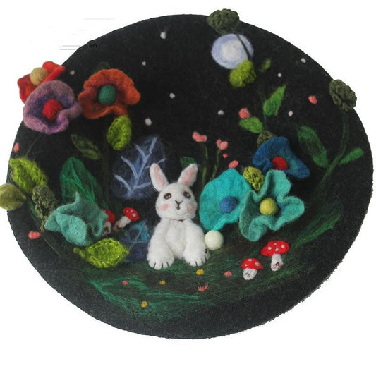 Embroidered cute childlike rabbit beret YV42419