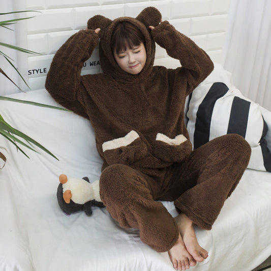 Cute cartoon and velvet pajamas suit YV8023