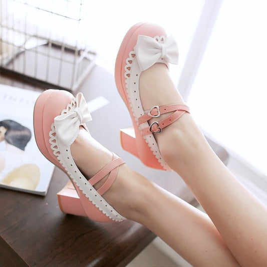 New Lolita Bow Heeled Shoes YV5603