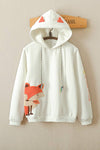 Cute little fox embroidery plus velvet hooded sweater yv2510