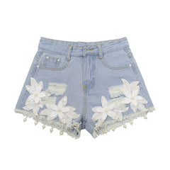Flower denim shorts YV41132