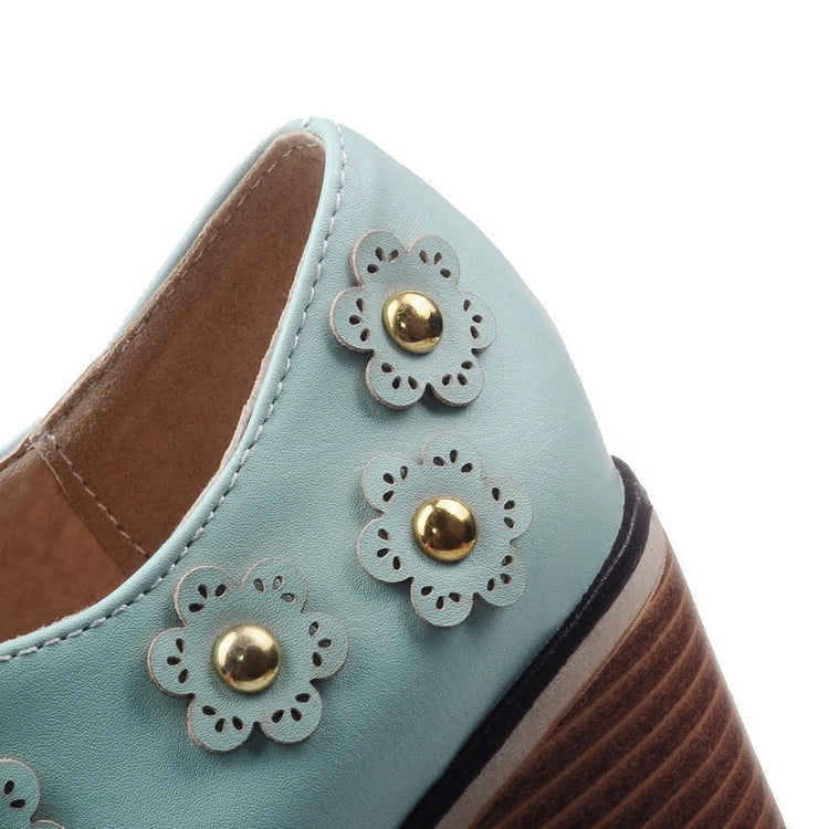 Lolita vintage style carved floral heels YV2381