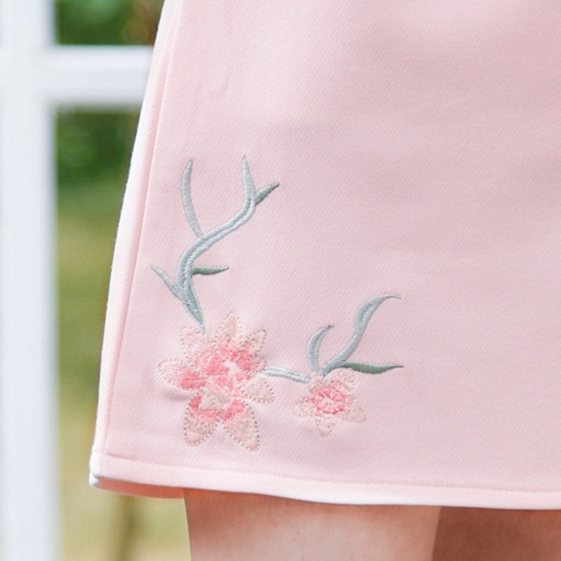Flower pink high waist skirt YV430