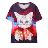 Harajuku pizza cat digital printing  T-shirt  YV119