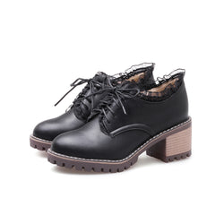 youvimi lace trim leather shoes YV30006