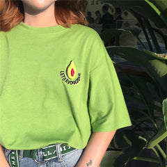 Embroidered avocado green T-shirt yv42024