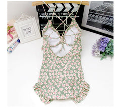 Small Floral Backless One Piece Swimsuit YV40177