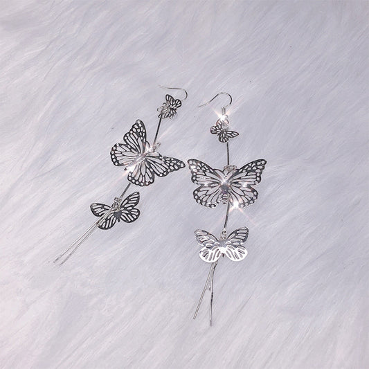 Butterfly long silver earrings yv42084