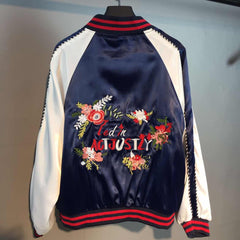 Contrast color embroidery loose baseball Harajuku BF jacket Coat YV246