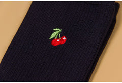 Cherry Dinosaur Crown embroidery socks YV494