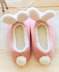 Pink wave point small rabbit ears home shoes floor shoes YV2179