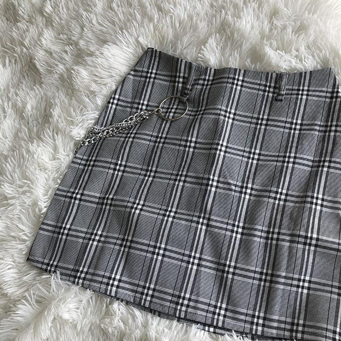 Vintage sexy plaid skirt yv40635