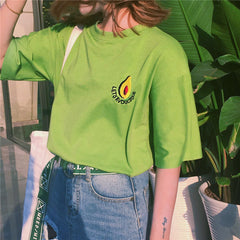 Embroidered avocado green T-shirt yv42024