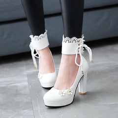 Lolita flower lace high heels YV40458