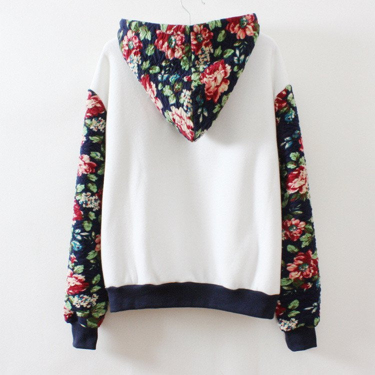 Women's Thick Warm Floral Printed Hoodies Sweater Pullover YV16078