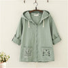 Japanese Cat Embroidery Hooded Jacket yv40539