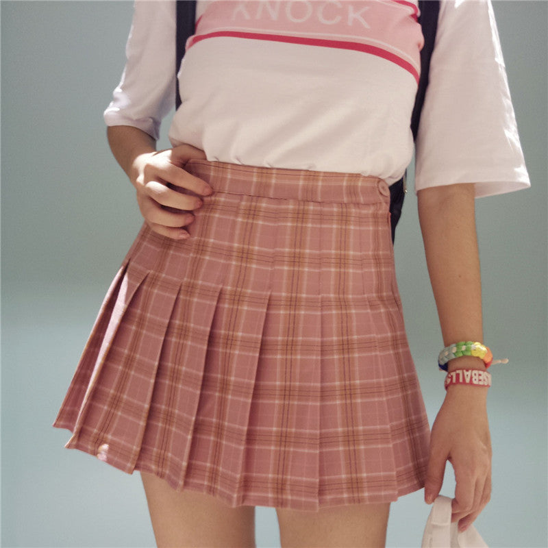 Sweet Pleated Plaid Skirt YV528