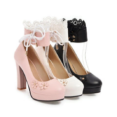 Lolita flower lace high heels YV40458