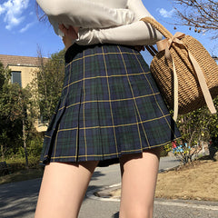 Vintage high waist plaid skirt YV40334