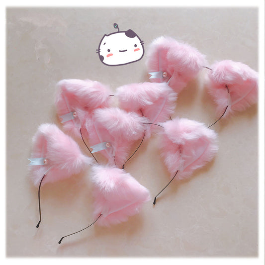 Pink furry cat ears headband YV40337