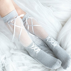 Lolita glass yarn bow tie socks YV40468