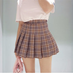 Sweet Pleated Plaid Skirt YV528