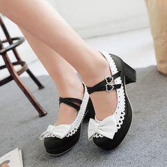 New Lolita Bow Heeled Shoes YV5603