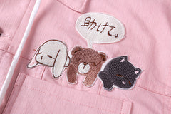 Harajuku cute little animal embroidery hooded cowboy jacket YV1507