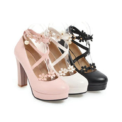 Lolita flower pearl high heels YV40459