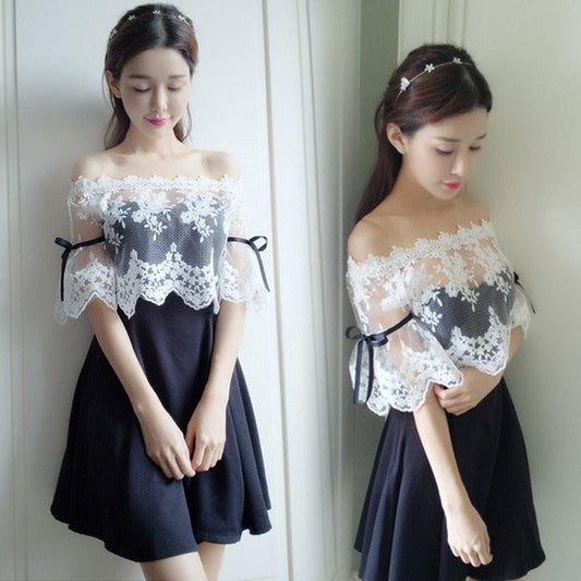 Sweet Lace Off Shoulder Dress  YV16031